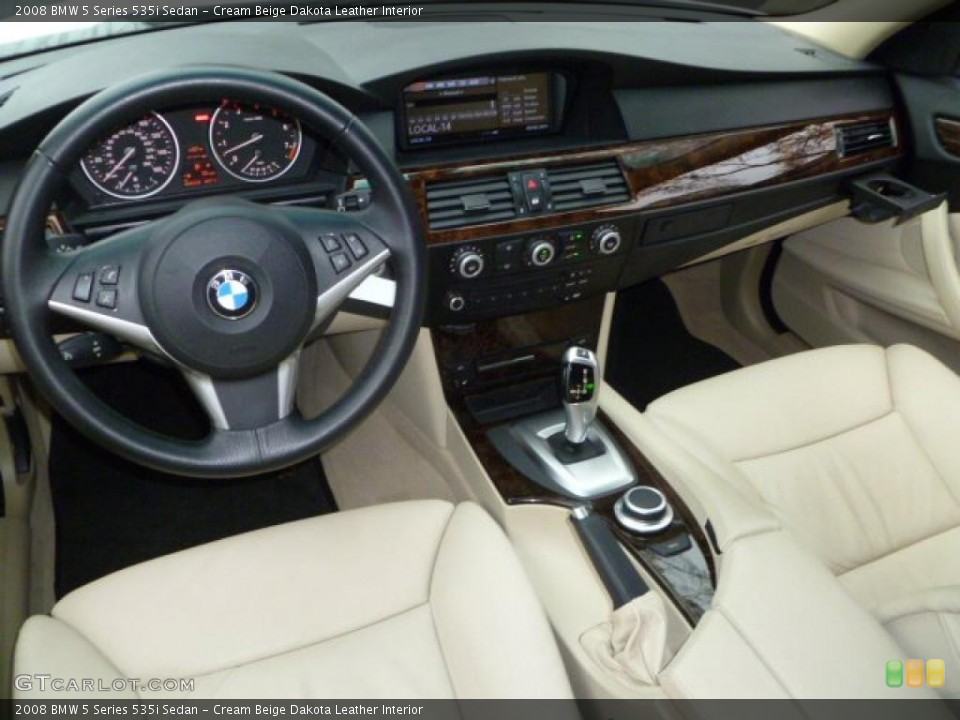 Cream Beige Dakota Leather Interior Prime Interior for the 2008 BMW 5 Series 535i Sedan #47387741