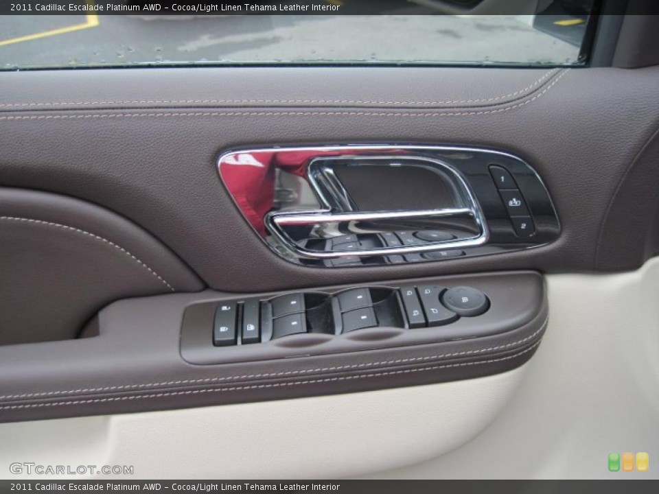 Cocoa/Light Linen Tehama Leather Interior Controls for the 2011 Cadillac Escalade Platinum AWD #47392133