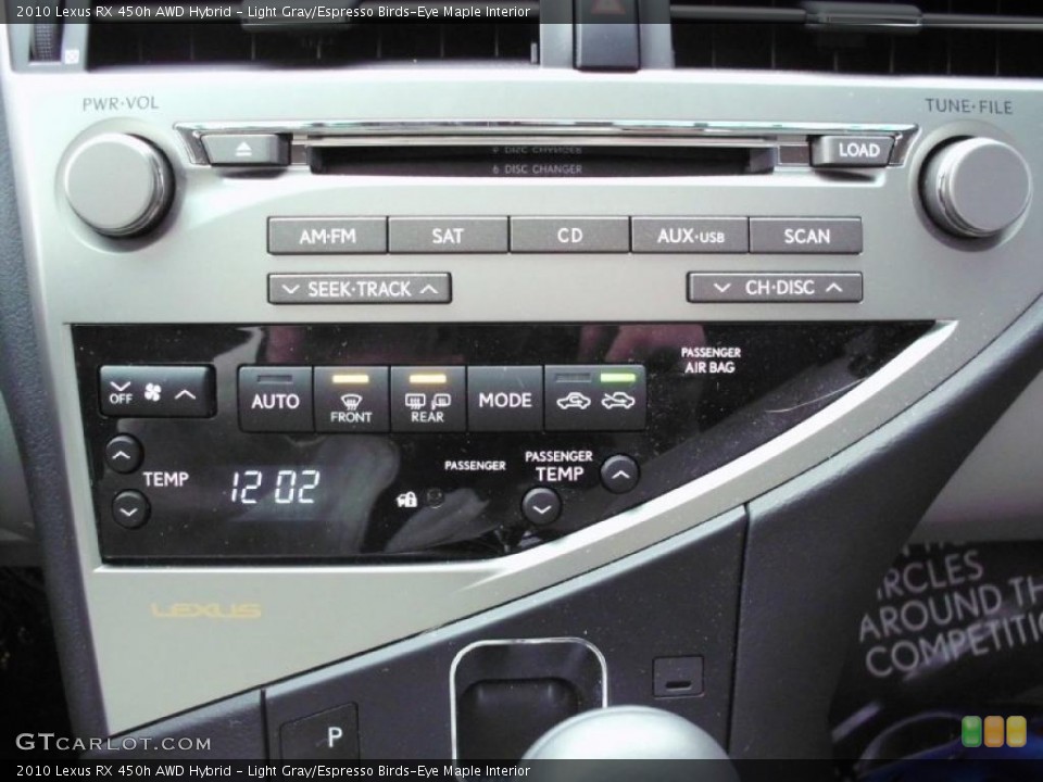Light Gray/Espresso Birds-Eye Maple Interior Controls for the 2010 Lexus RX 450h AWD Hybrid #47411009