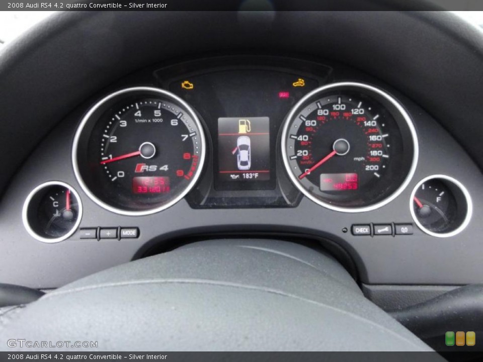 Silver Interior Gauges for the 2008 Audi RS4 4.2 quattro Convertible #47418950