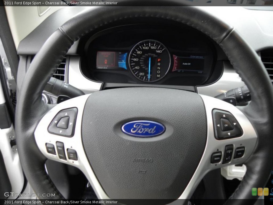 Charcoal Black/Silver Smoke Metallic Interior Steering Wheel for the 2011 Ford Edge Sport #47439678