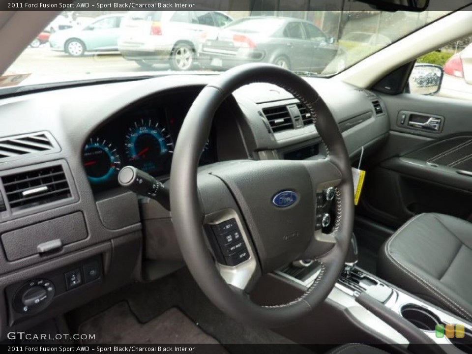 Sport Black/Charcoal Black Interior Steering Wheel for the 2011 Ford Fusion Sport AWD #47491488