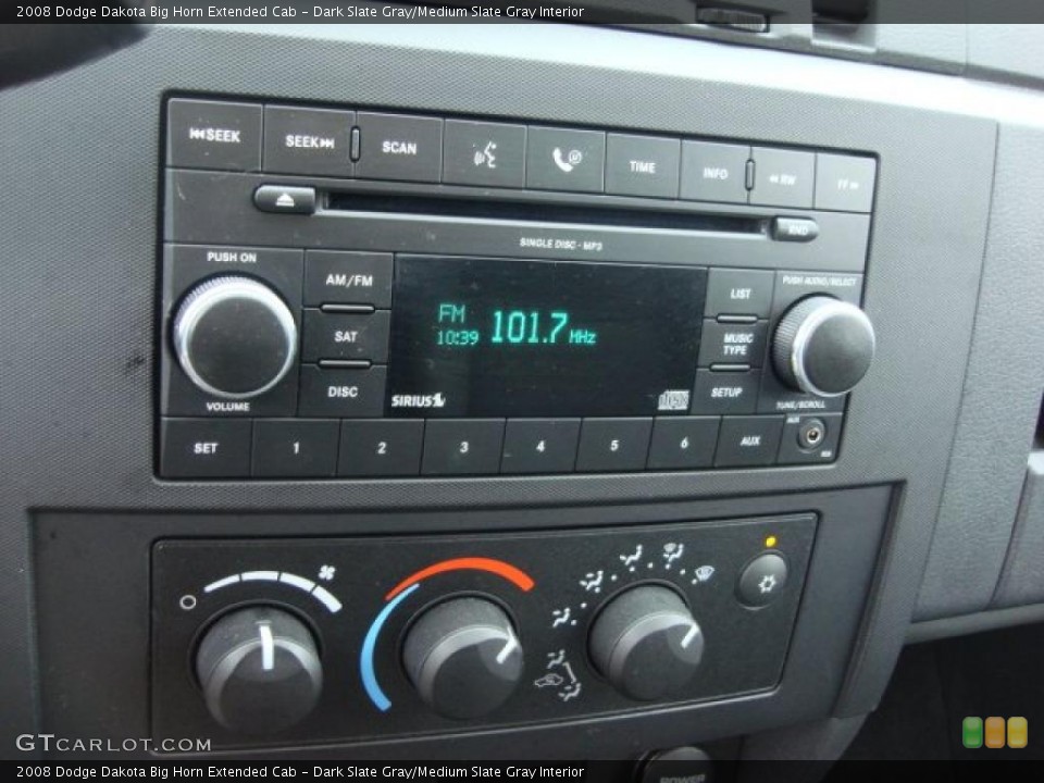 Dark Slate Gray/Medium Slate Gray Interior Controls for the 2008 Dodge Dakota Big Horn Extended Cab #47509483