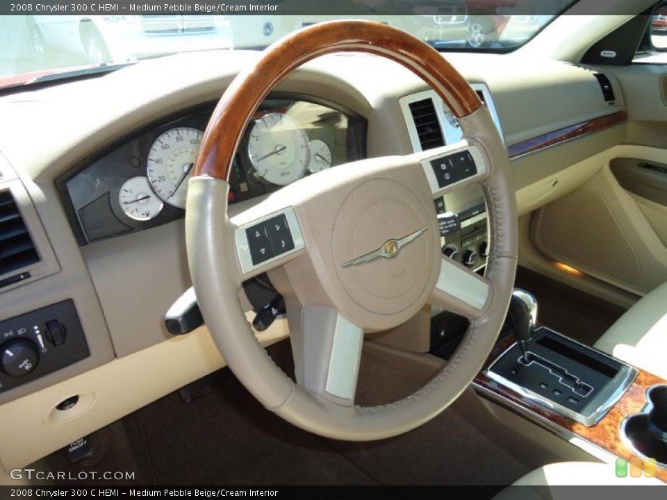 Medium Pebble Beige/Cream Interior Steering Wheel for the 2008 Chrysler 300 C HEMI #47515774