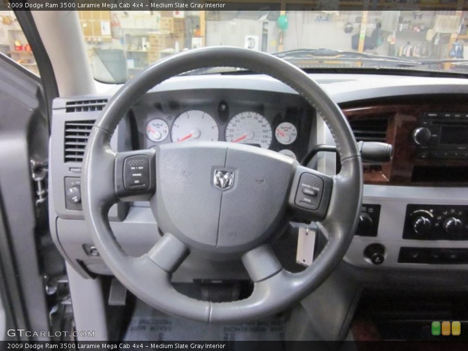 Medium Slate Gray Interior Steering Wheel for the 2009 Dodge Ram 3500 Laramie Mega Cab 4x4 #47519046