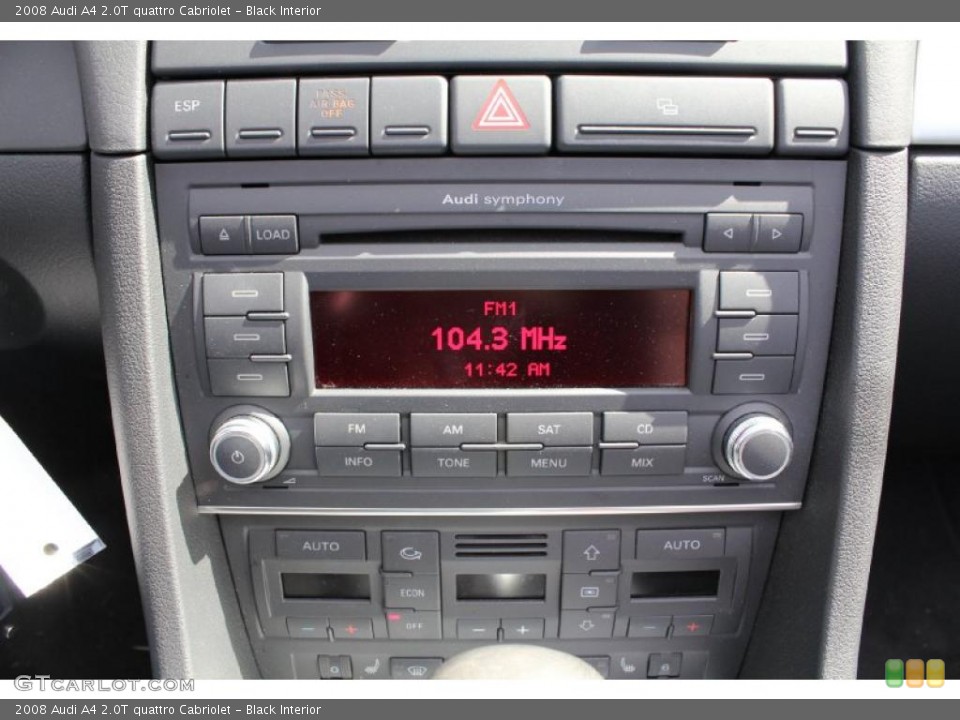 Black Interior Controls for the 2008 Audi A4 2.0T quattro Cabriolet #47531728