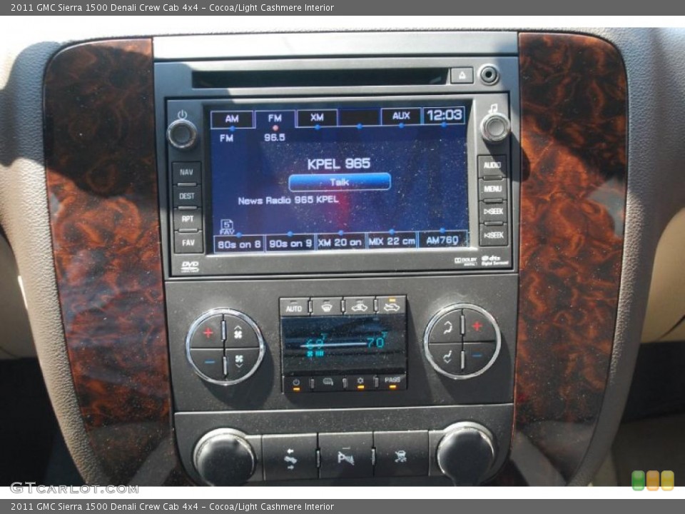 Cocoa/Light Cashmere Interior Controls for the 2011 GMC Sierra 1500 Denali Crew Cab 4x4 #47574341