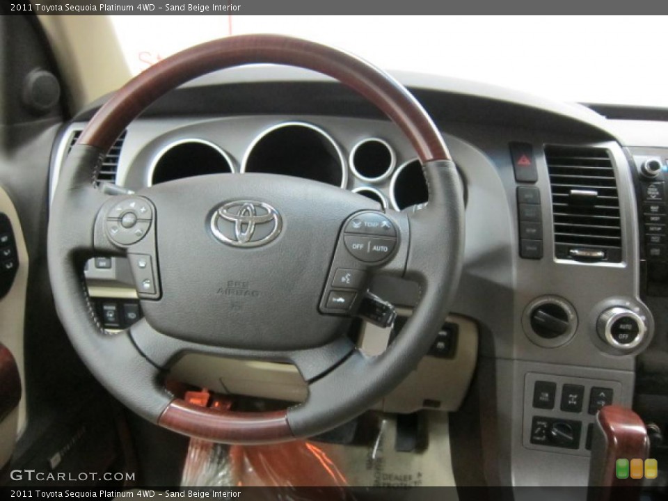 Sand Beige Interior Steering Wheel for the 2011 Toyota Sequoia Platinum 4WD #47589055