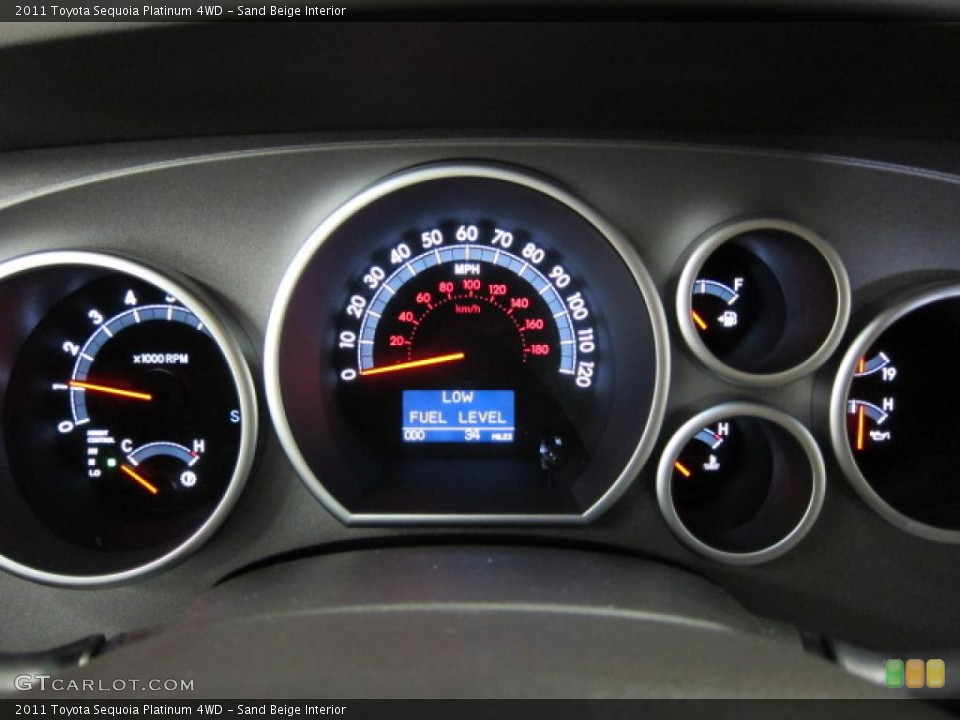 Sand Beige Interior Gauges for the 2011 Toyota Sequoia Platinum 4WD #47589067