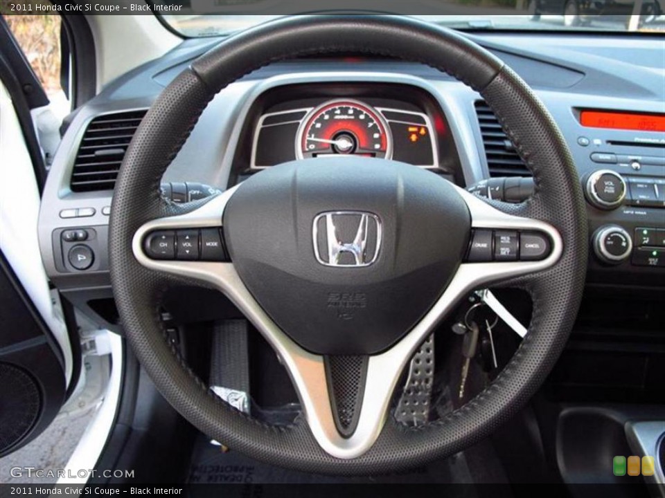 Black Interior Steering Wheel for the 2011 Honda Civic Si Coupe #47612063