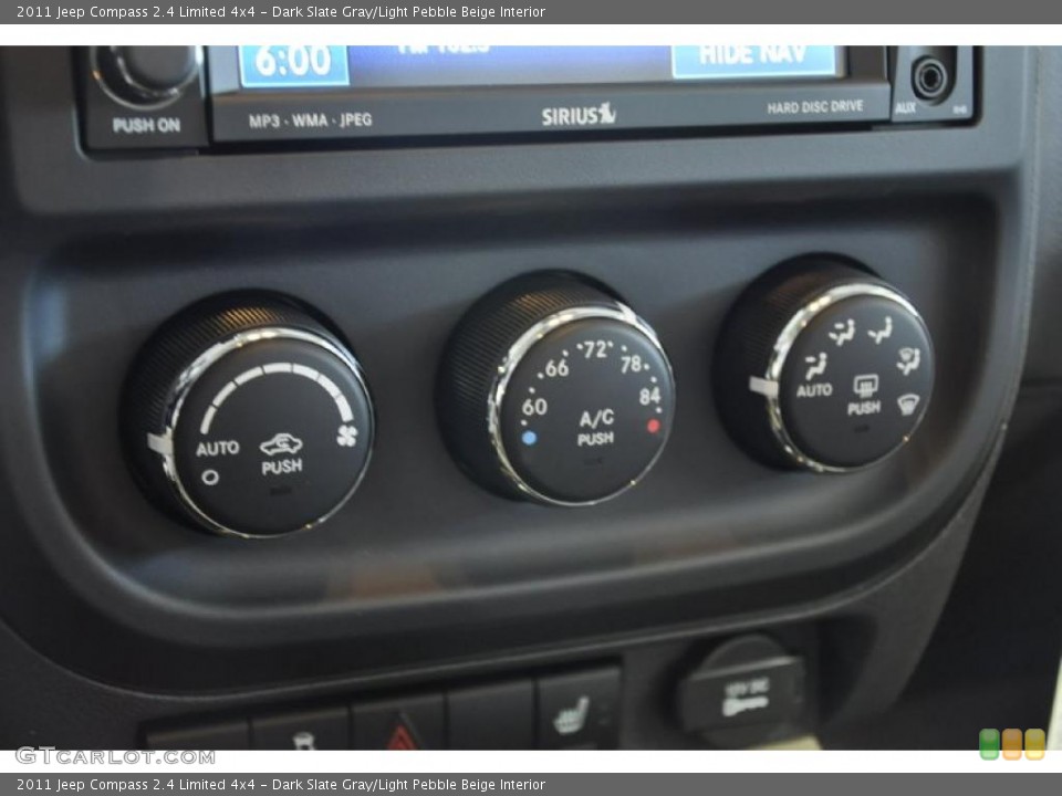 Dark Slate Gray/Light Pebble Beige Interior Controls for the 2011 Jeep Compass 2.4 Limited 4x4 #47616746