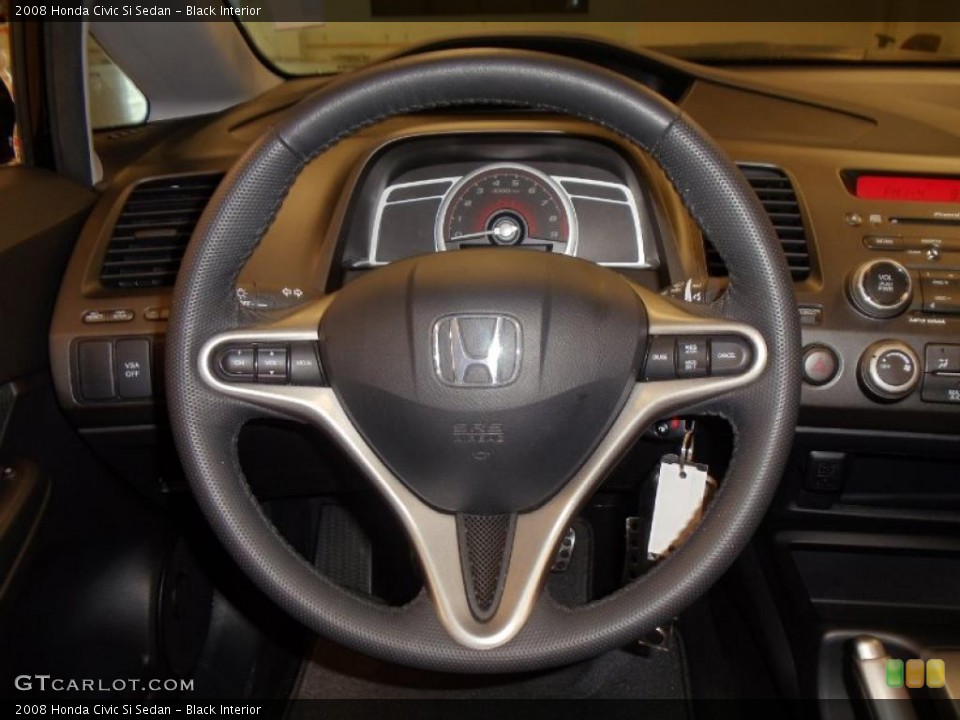 Black Interior Steering Wheel for the 2008 Honda Civic Si Sedan #47620691