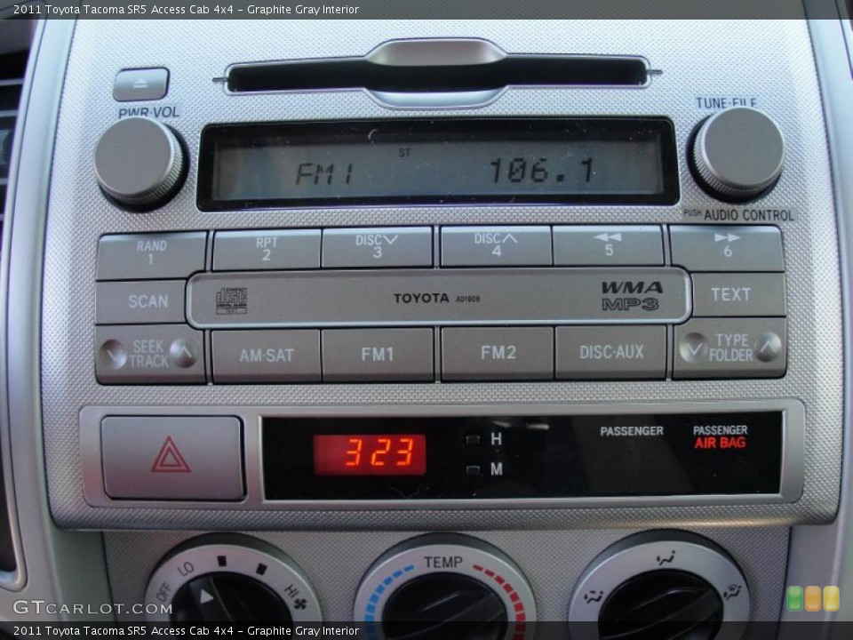 Graphite Gray Interior Controls for the 2011 Toyota Tacoma SR5 Access Cab 4x4 #47628749