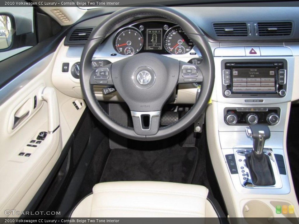 Cornsilk Beige Two Tone Interior Dashboard for the 2010 Volkswagen CC Luxury #47628959