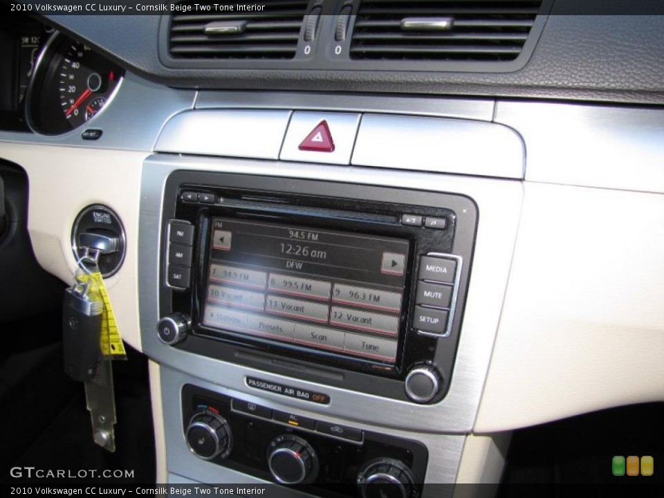 Cornsilk Beige Two Tone Interior Controls for the 2010 Volkswagen CC Luxury #47628974