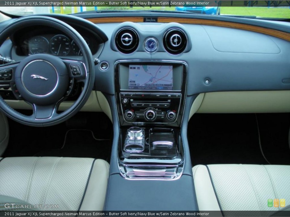 Butter Soft Ivory/Navy Blue w/Satin Zebrano Wood Interior Dashboard for the 2011 Jaguar XJ XJL Supercharged Neiman Marcus Edition #47645460