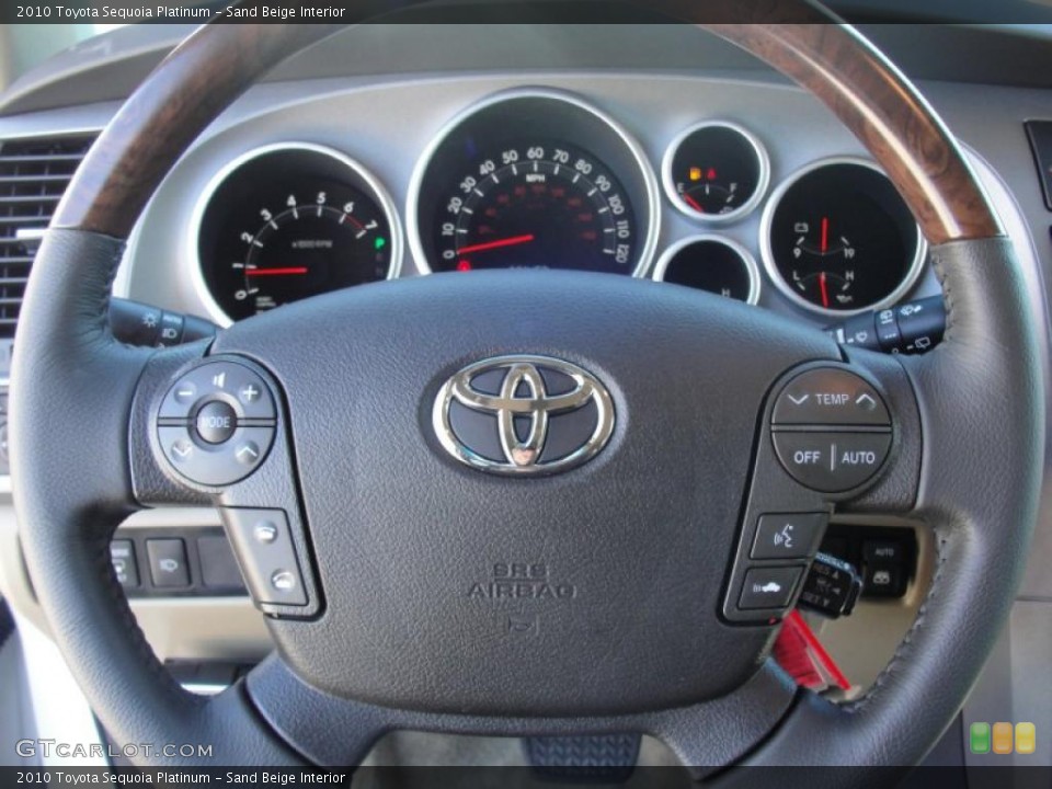 Sand Beige Interior Steering Wheel for the 2010 Toyota Sequoia Platinum #47673718
