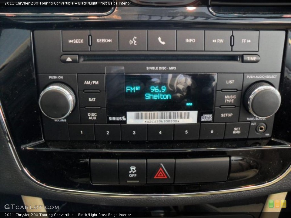 Black/Light Frost Beige Interior Controls for the 2011 Chrysler 200 Touring Convertible #47680003