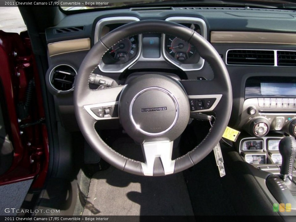 Beige Interior Steering Wheel for the 2011 Chevrolet Camaro LT/RS Convertible #47697813
