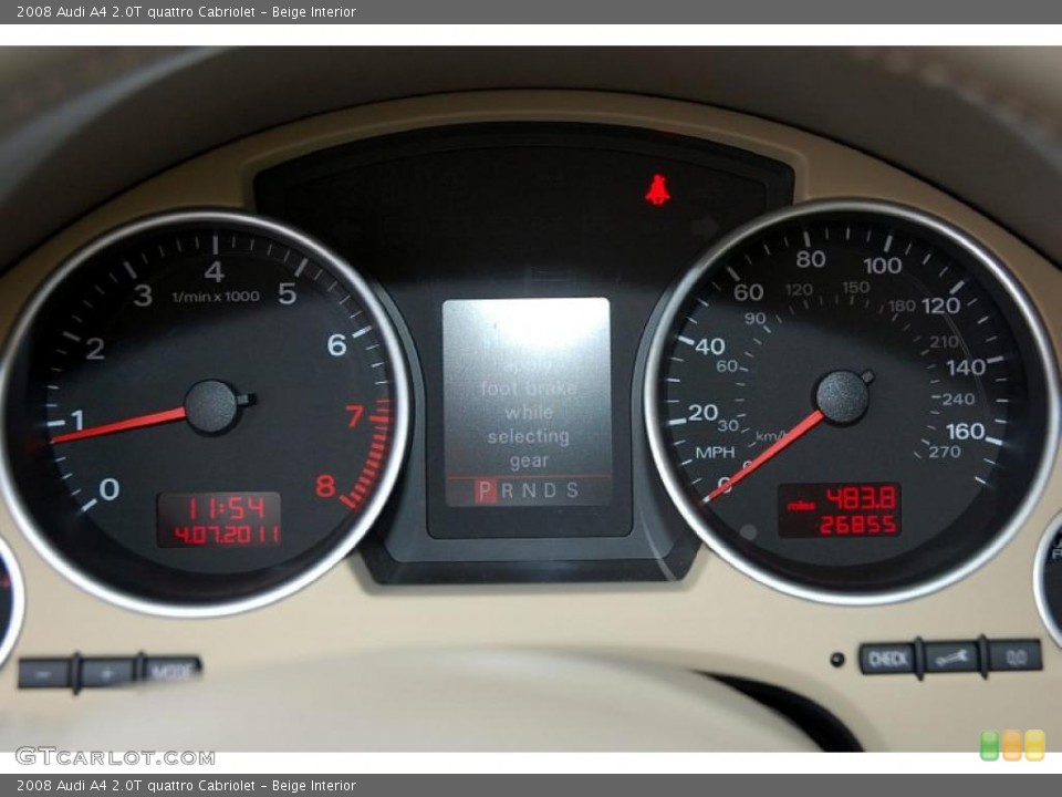 Beige Interior Gauges for the 2008 Audi A4 2.0T quattro Cabriolet #47706550