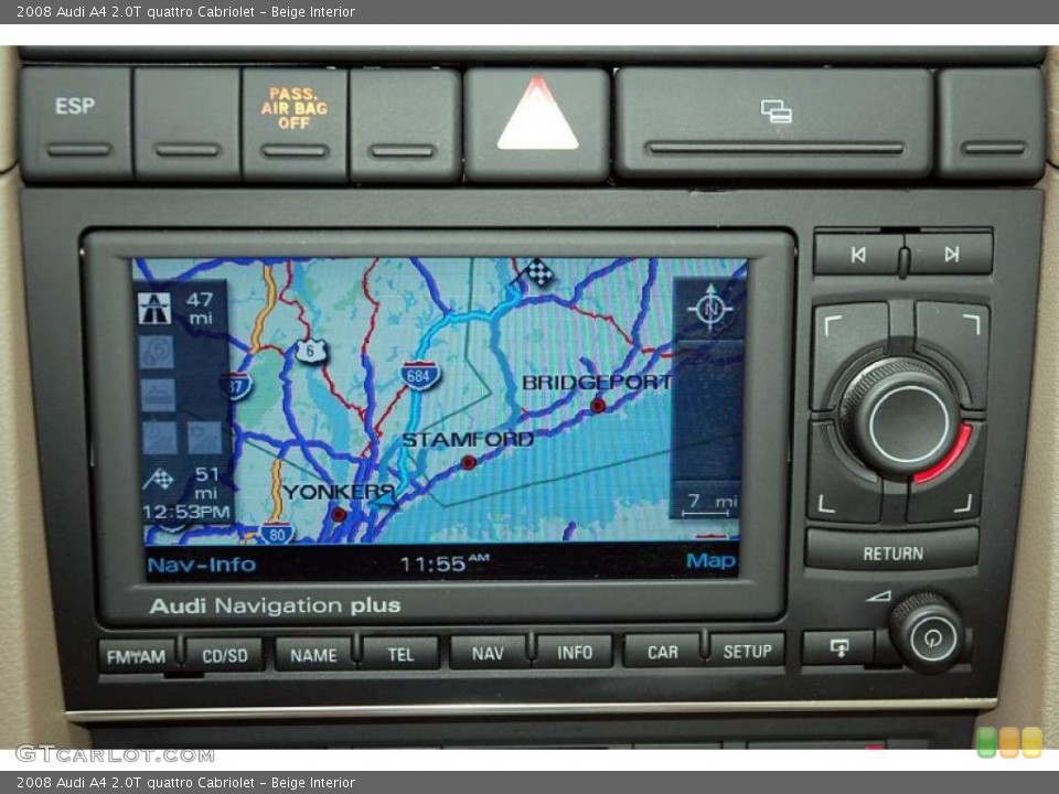 Beige Interior Navigation for the 2008 Audi A4 2.0T quattro Cabriolet #47706589