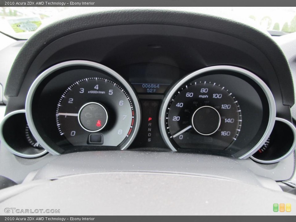 Ebony Interior Gauges for the 2010 Acura ZDX AWD Technology #47709098