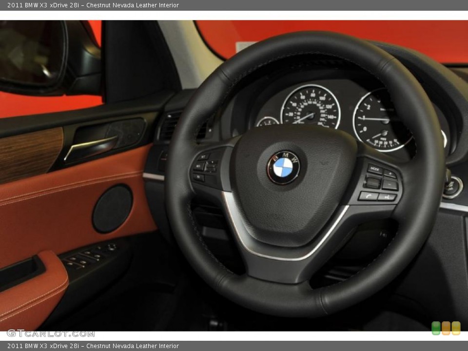 Chestnut Nevada Leather Interior Steering Wheel for the 2011 BMW X3 xDrive 28i #47714520