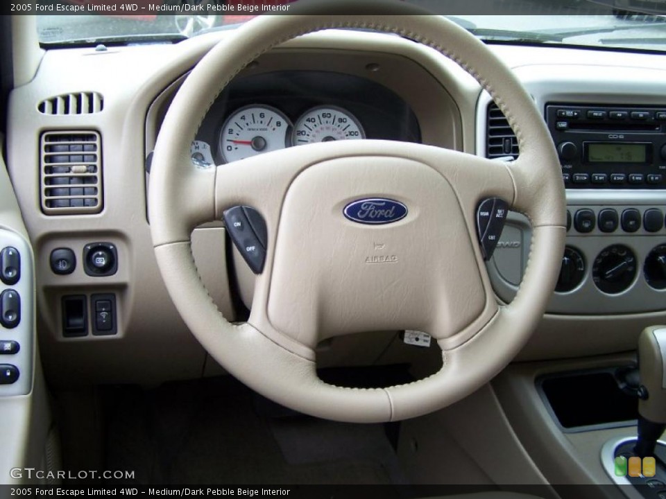 Medium/Dark Pebble Beige Interior Steering Wheel for the 2005 Ford Escape Limited 4WD #47760814