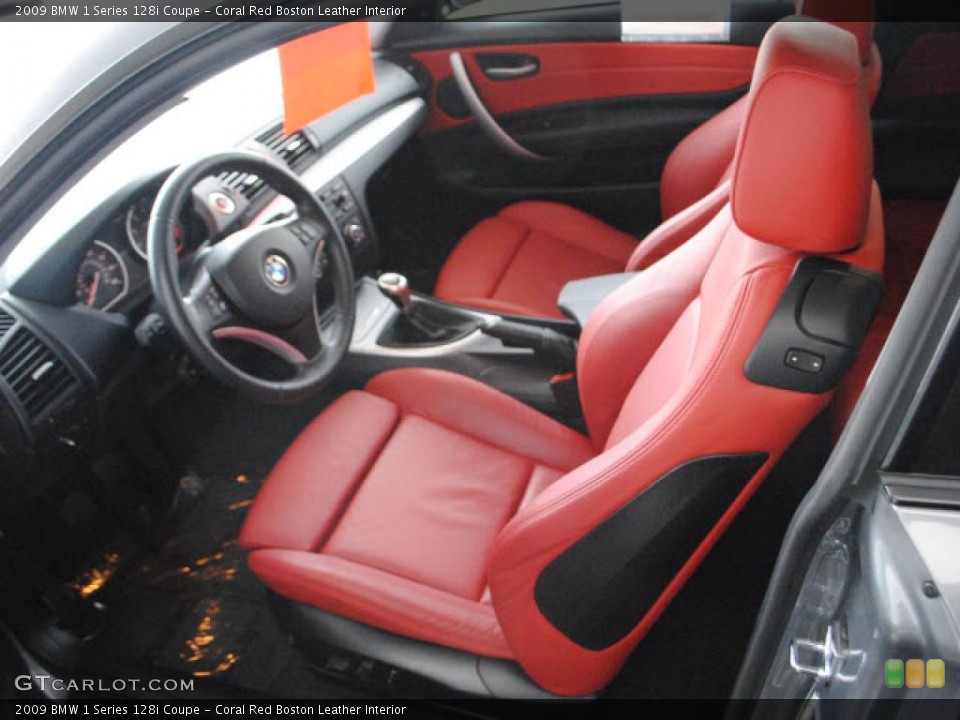 Coral Red Boston Leather Interior Photo for the 2009 BMW 1 Series 128i Coupe #47837444