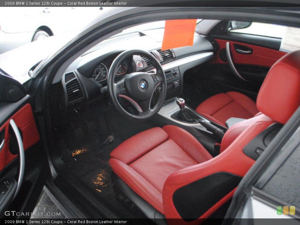 Coral Red Boston Leather Interior Prime Interior for the 2009 BMW 1 Series 128i Coupe #47837591
