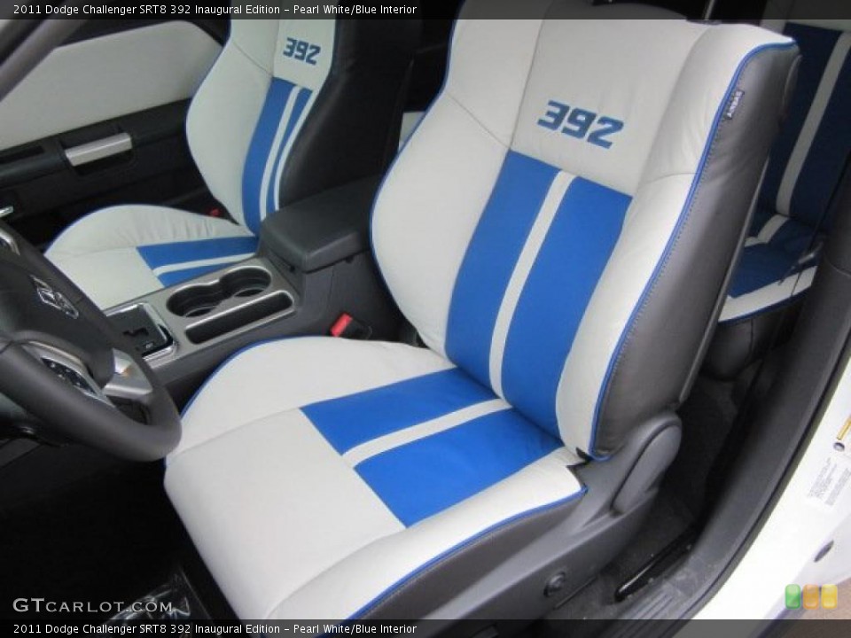 Pearl White/Blue Interior Photo for the 2011 Dodge Challenger SRT8 392 Inaugural Edition #47843993