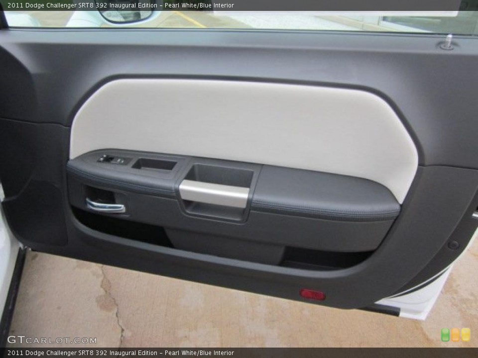 Pearl White/Blue Interior Door Panel for the 2011 Dodge Challenger SRT8 392 Inaugural Edition #47844089