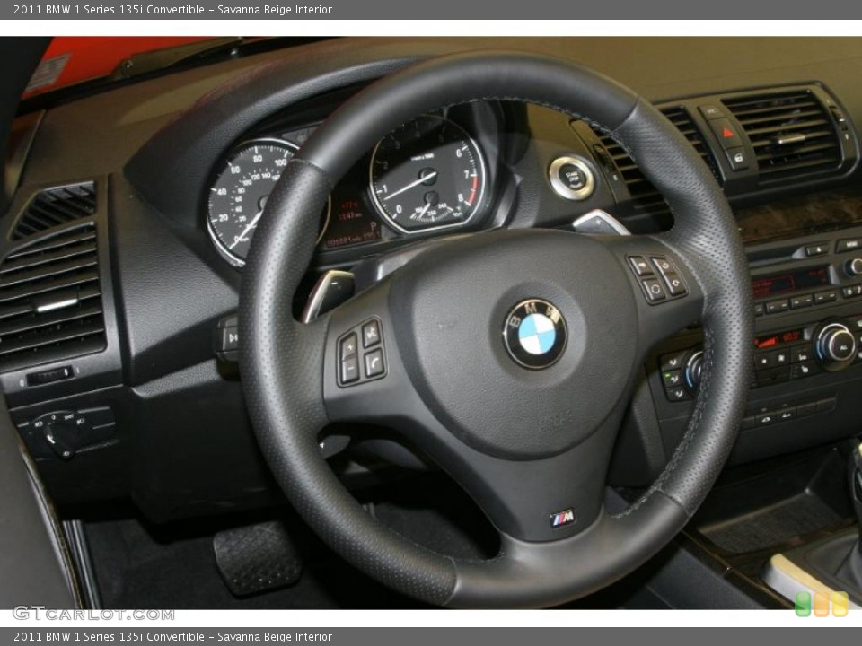 Savanna Beige Interior Steering Wheel for the 2011 BMW 1 Series 135i Convertible #47969858