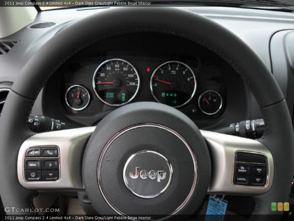 Dark Slate Gray/Light Pebble Beige Interior Steering Wheel for the 2011 Jeep Compass 2.4 Limited 4x4 #47979281