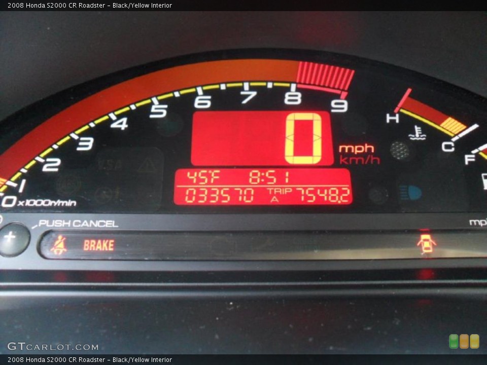 Black/Yellow Interior Gauges for the 2008 Honda S2000 CR Roadster #47999235