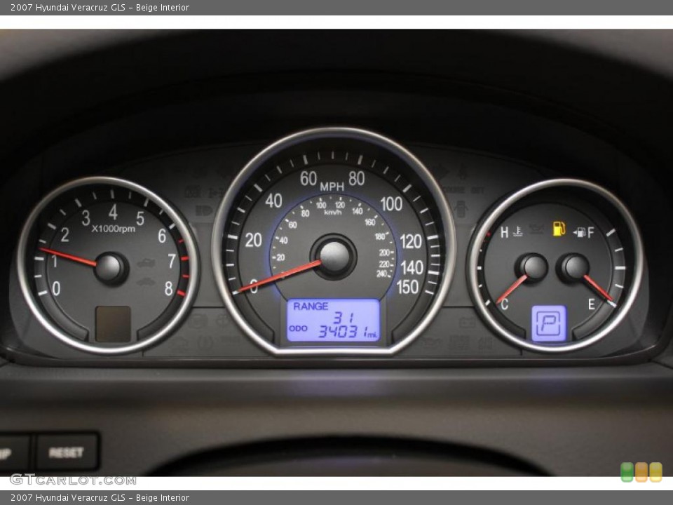 Beige Interior Gauges for the 2007 Hyundai Veracruz GLS #48008734