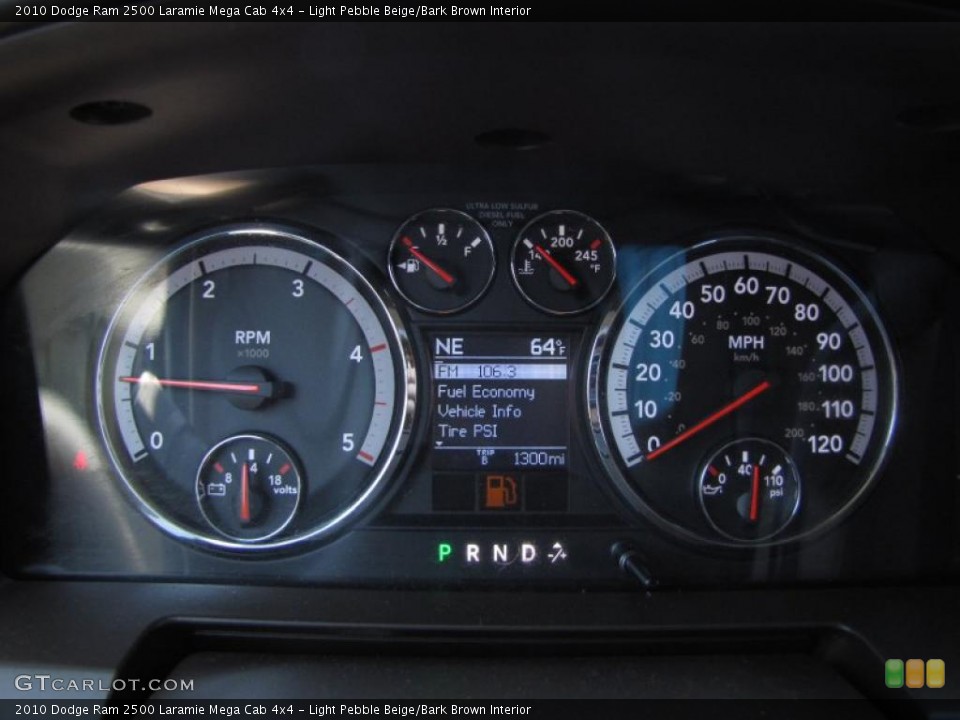 Light Pebble Beige/Bark Brown Interior Gauges for the 2010 Dodge Ram 2500 Laramie Mega Cab 4x4 #48009613