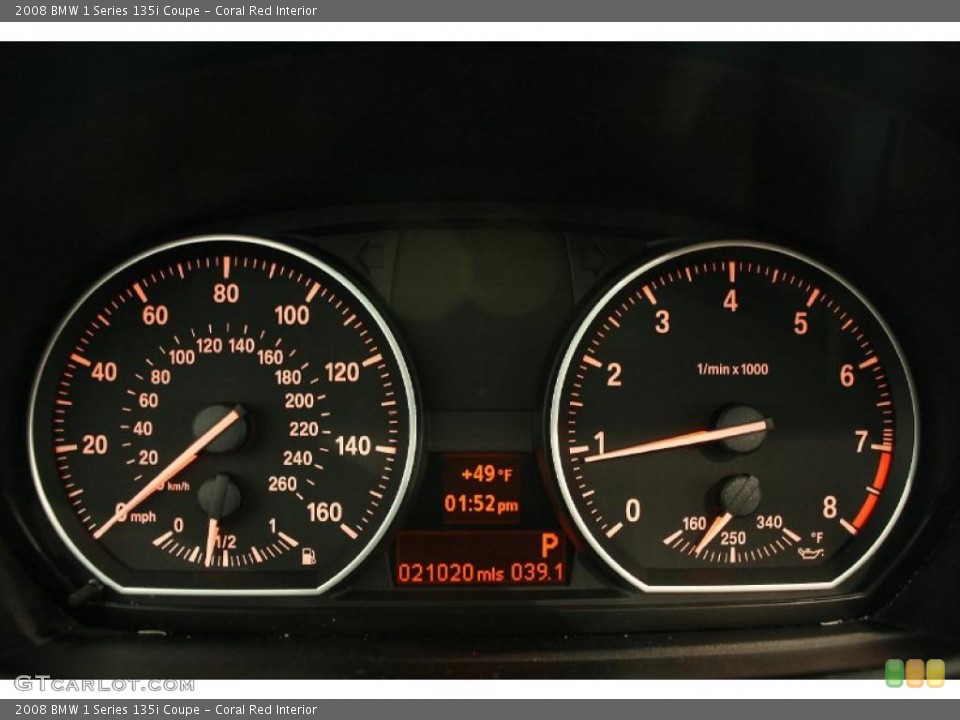 Coral Red Interior Gauges for the 2008 BMW 1 Series 135i Coupe #48010780