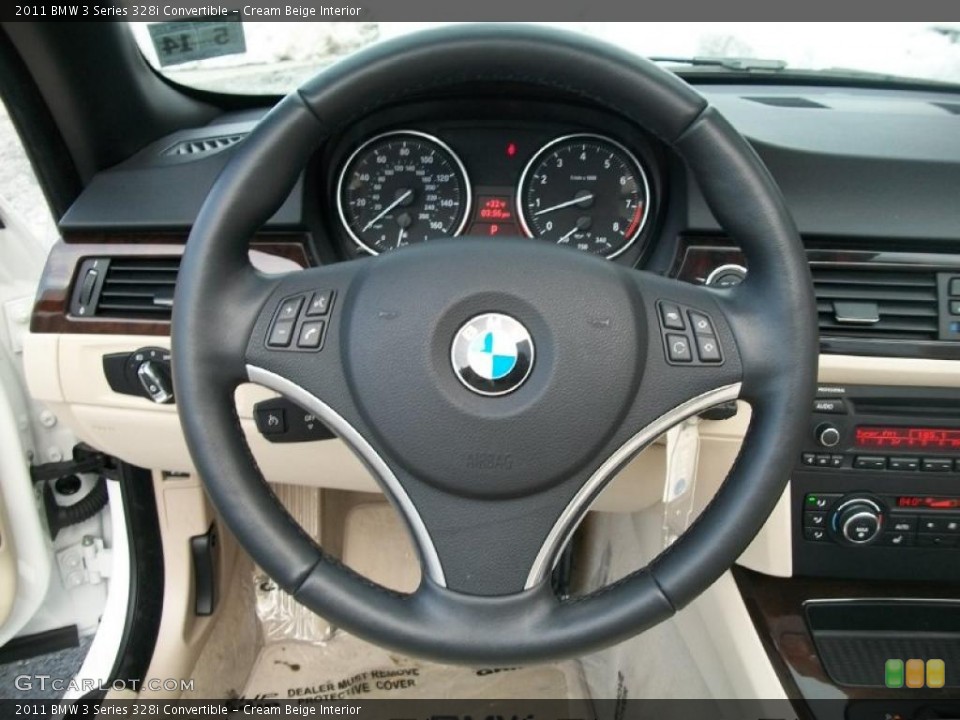 Cream Beige Interior Steering Wheel for the 2011 BMW 3 Series 328i Convertible #48017438
