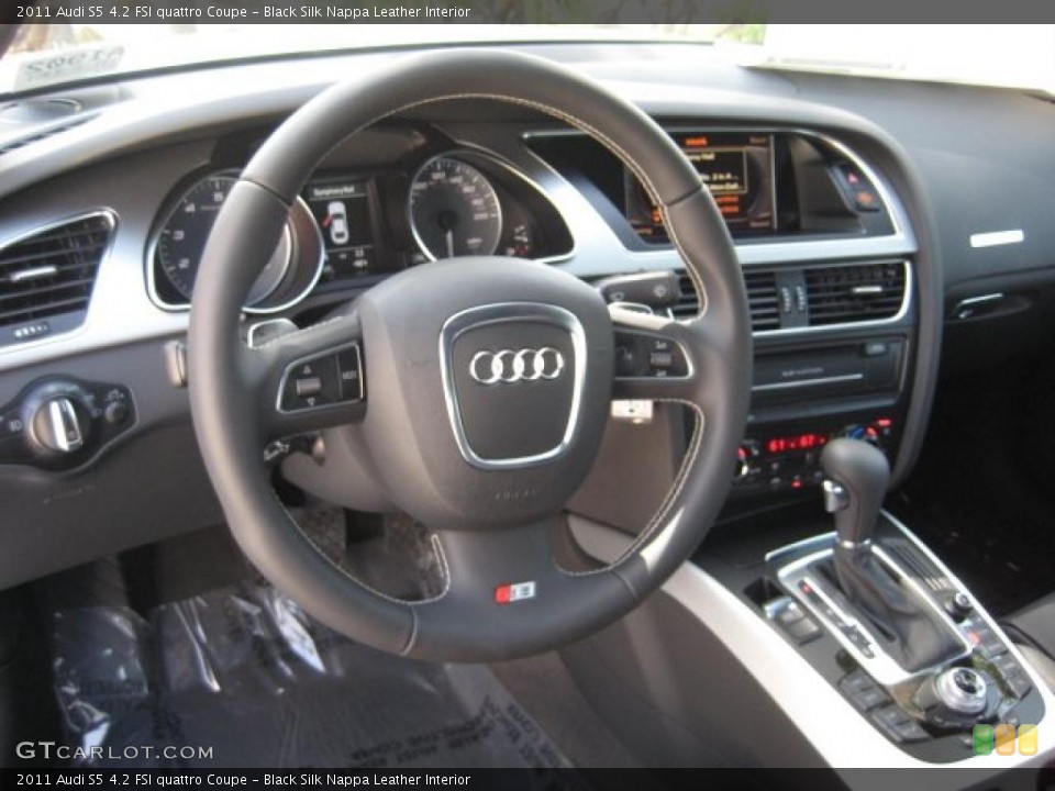 Black Silk Nappa Leather Interior Steering Wheel for the 2011 Audi S5 4.2 FSI quattro Coupe #48028337