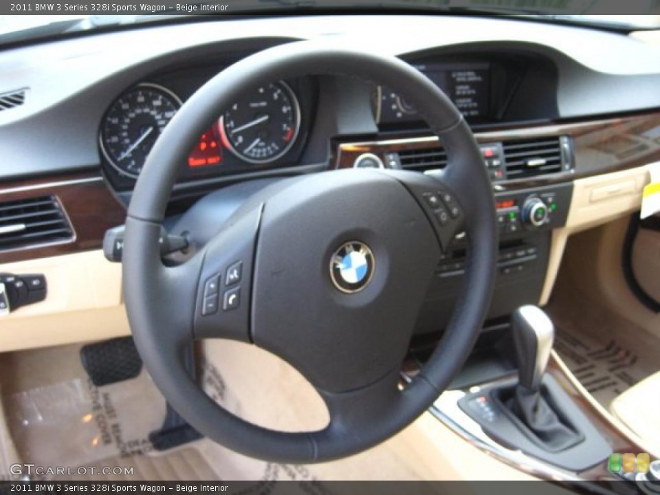 Beige Interior Steering Wheel for the 2011 BMW 3 Series 328i Sports Wagon #48028433