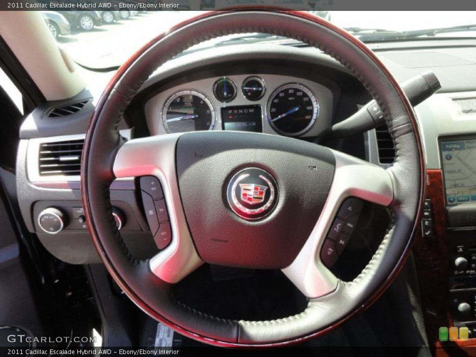 Ebony/Ebony Interior Steering Wheel for the 2011 Cadillac Escalade Hybrid AWD #48042290