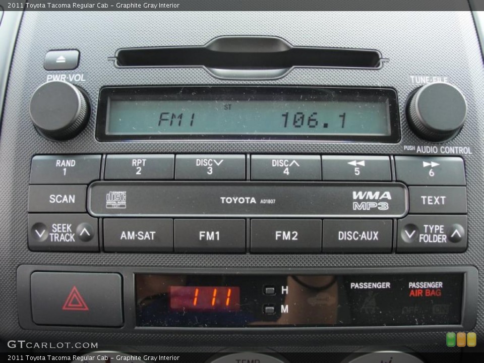 Graphite Gray Interior Controls for the 2011 Toyota Tacoma Regular Cab #48049349