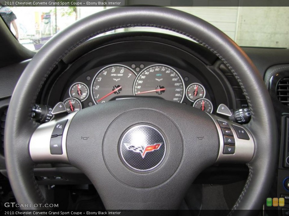 Ebony Black Interior Steering Wheel for the 2010 Chevrolet Corvette Grand Sport Coupe #48057728