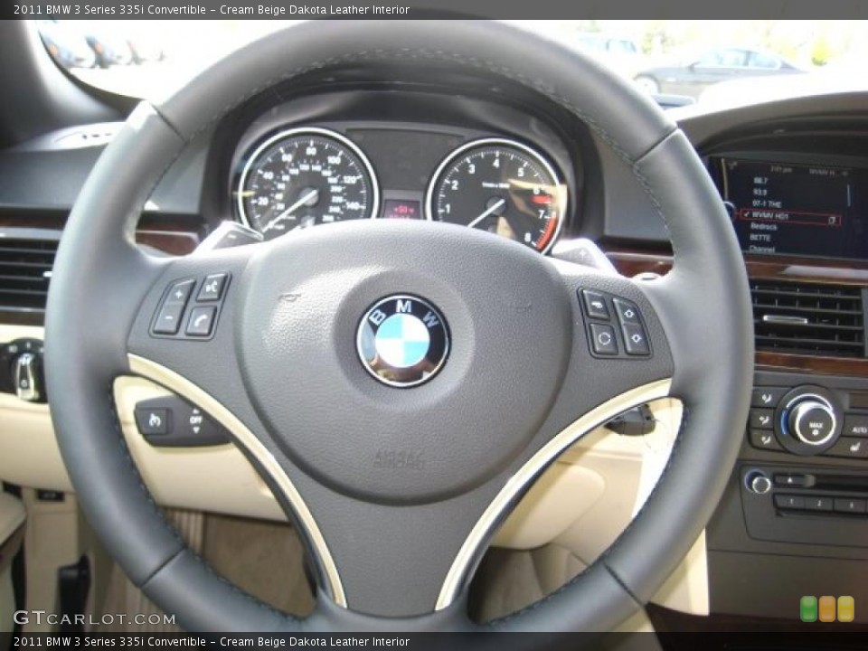 Cream Beige Dakota Leather Interior Steering Wheel for the 2011 BMW 3 Series 335i Convertible #48076515