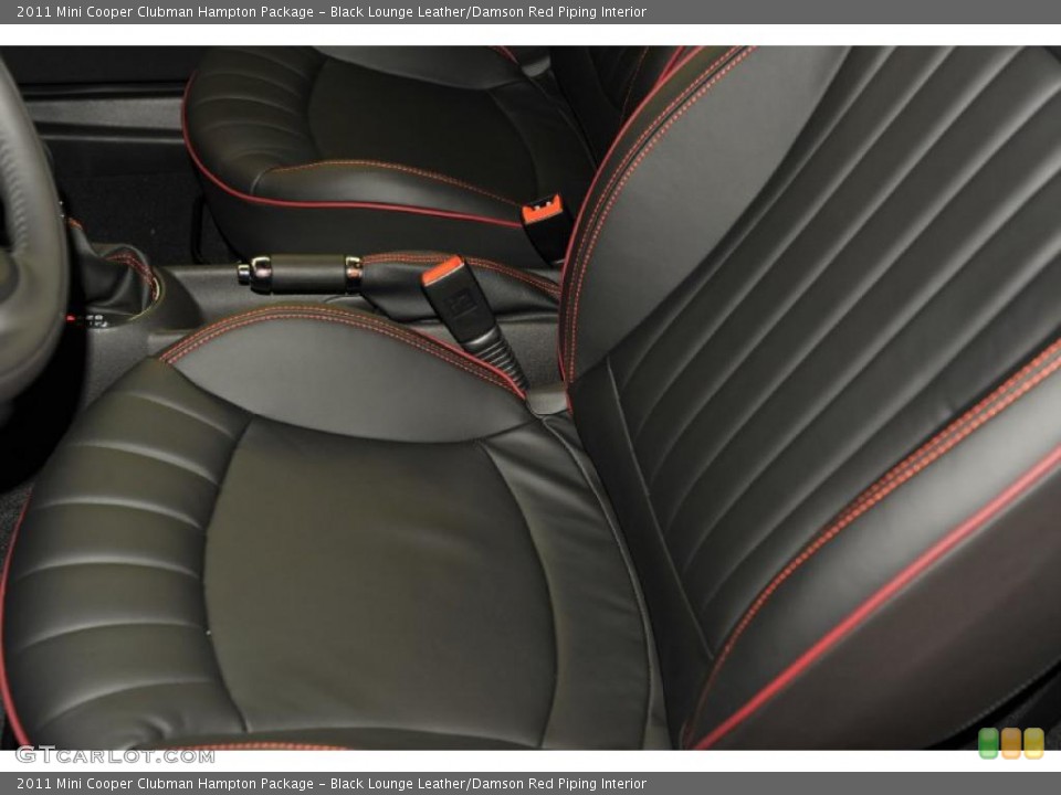 Black Lounge Leather/Damson Red Piping Interior Photo for the 2011 Mini Cooper Clubman Hampton Package #48110106
