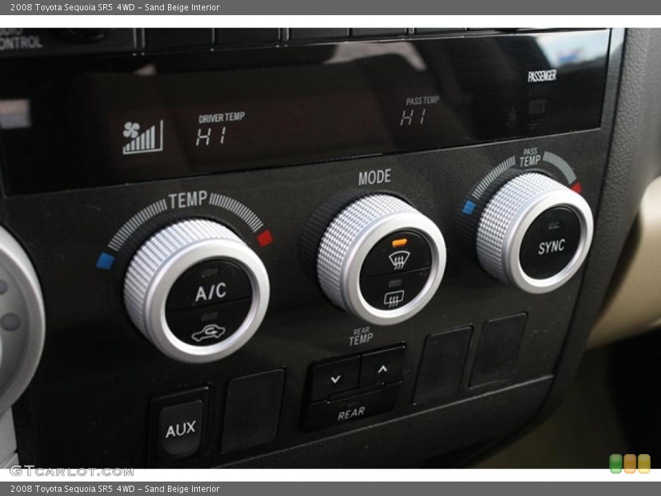 Sand Beige Interior Controls for the 2008 Toyota Sequoia SR5 4WD #48117558