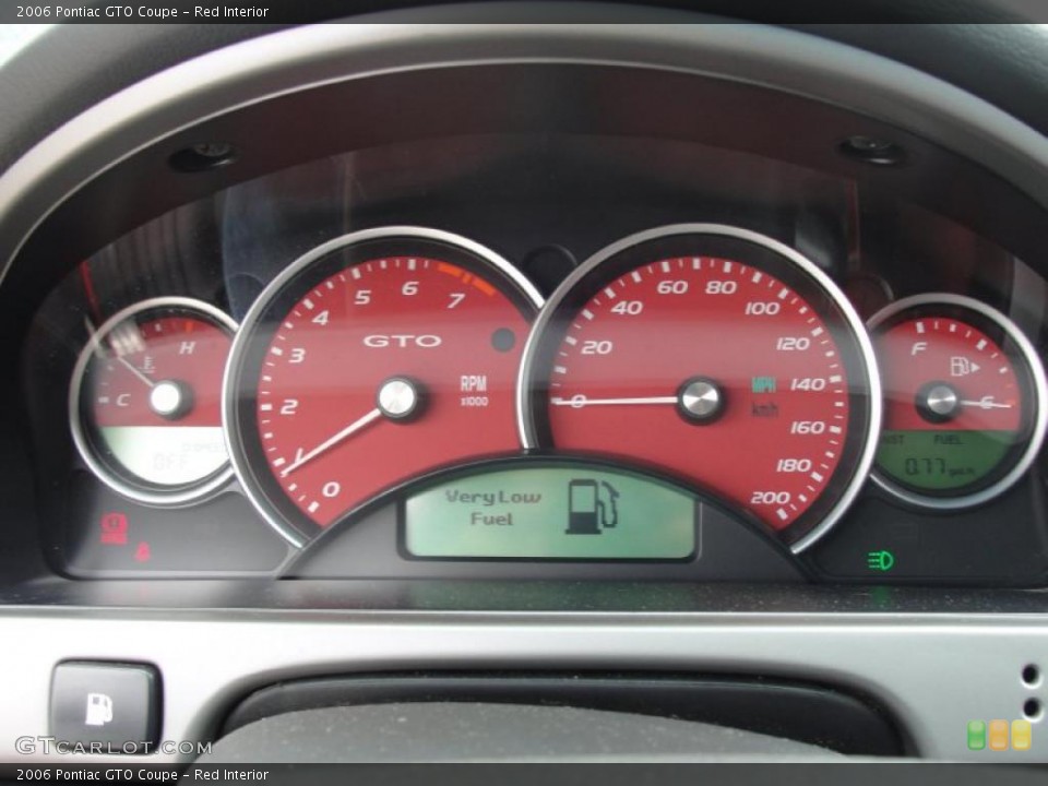 Red Interior Gauges for the 2006 Pontiac GTO Coupe #48137382