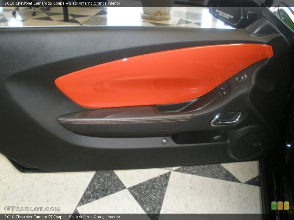 Black/Inferno Orange Interior Door Panel for the 2010 Chevrolet Camaro SS Coupe #48212800