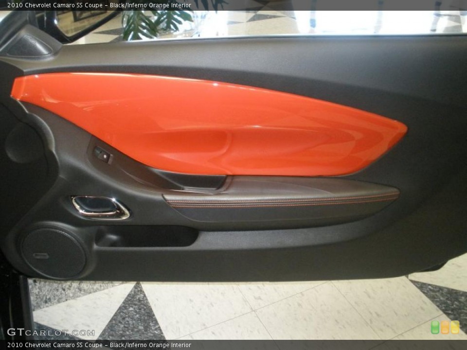 Black/Inferno Orange Interior Door Panel for the 2010 Chevrolet Camaro SS Coupe #48212848